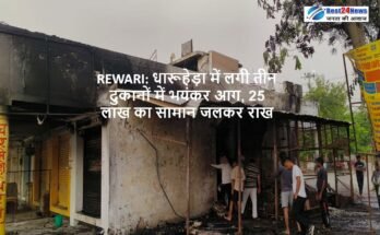 धारूहेड़ा में लगी तीन दुकानों में भयंकर आग, 25 लाख का सामान जलकर राख