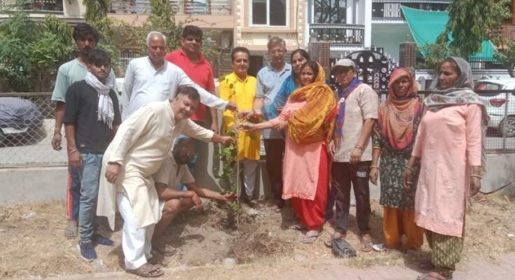 Plantation: श्रीमद भगवत सेवा समिति ने धारूहेड़ा में किया पौधारोपण