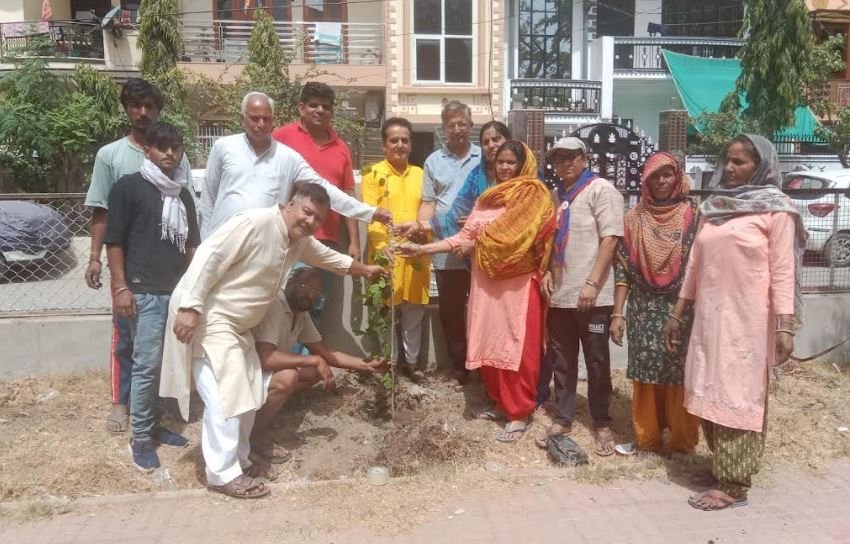 Plantation: श्रीमद भगवत सेवा समिति ने धारूहेड़ा में किया पौधारोपण