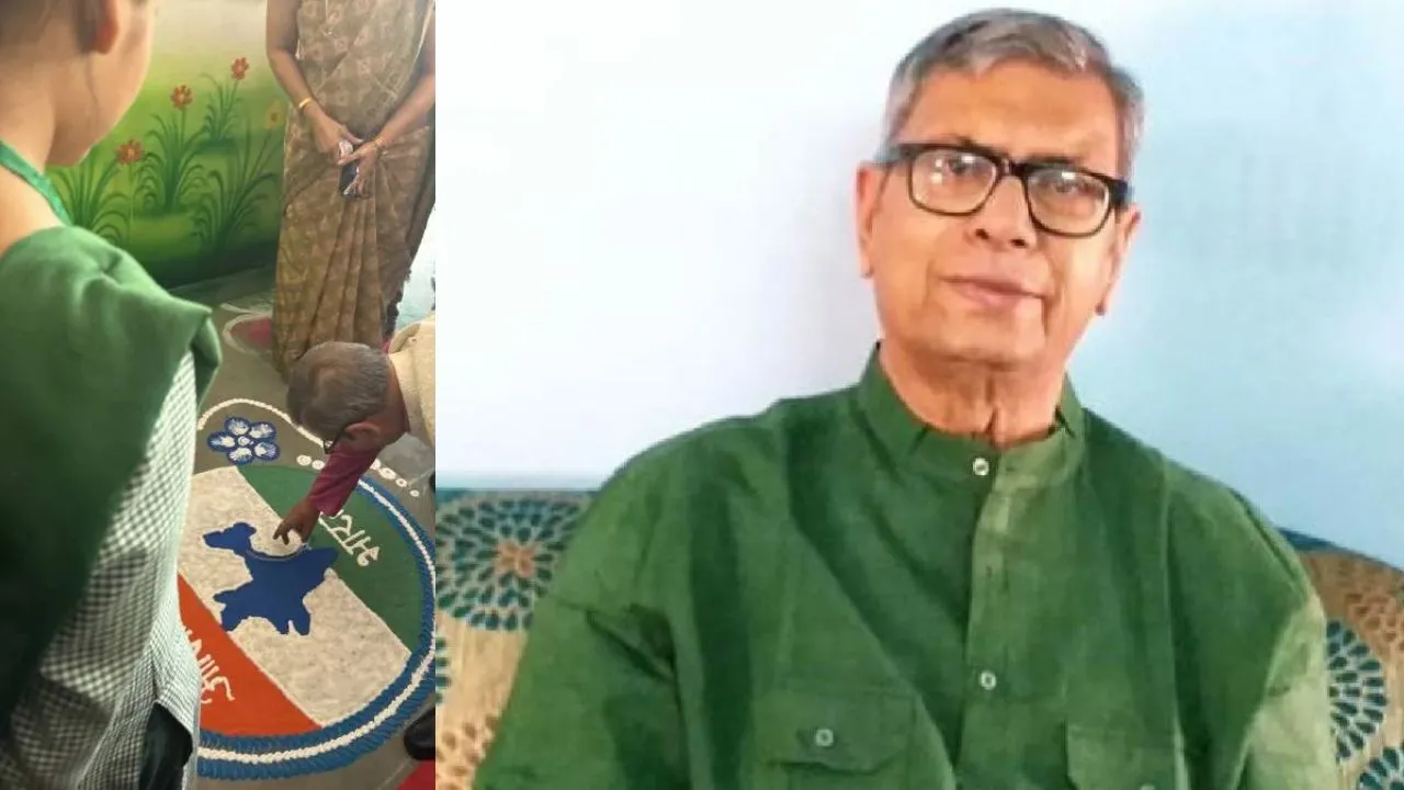 Governor Asim Kumar Ghosh का अनोखा कदम, रंगोली में गलती देखकर खुद बना दी सही भारत की आकृति!