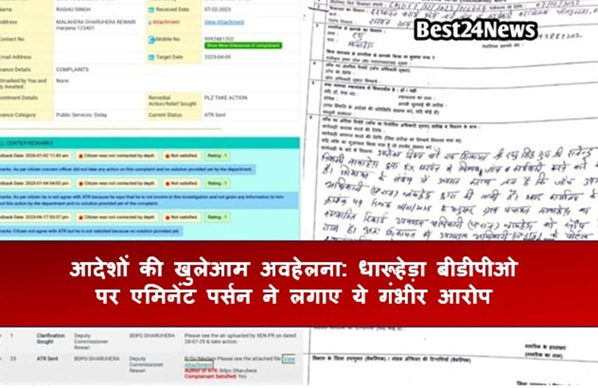 आदेशों की खुलेआम अवहेलना: धारूहेड़ा बीडीपीओ पर एमिनेंट पर्सन ने लगाए ये गंभीर आरोप