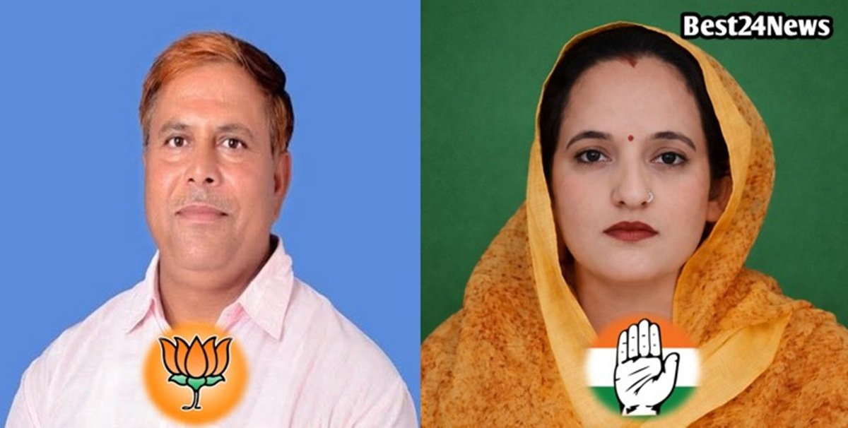 धारूहेड़ा में भाजपा उम्मीदवार अजय जांगड़ा . कांग्रेस उम्मीदवार कुमारी राज