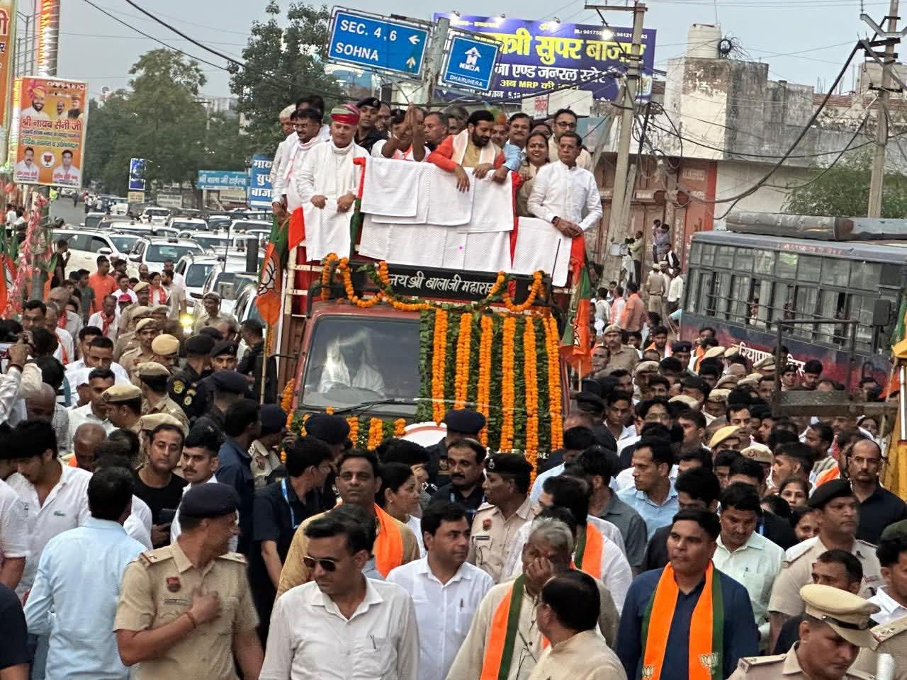 सीएम हरियाणा के नायब सैनी के नेतृत्व में शनिवार रात को निकाले गए <a href=
