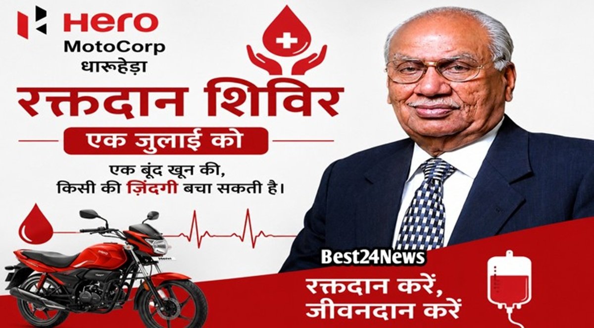 Dharuhera News: हीरो मोटोकॉर्प में मेगा रक्तदान शिविर