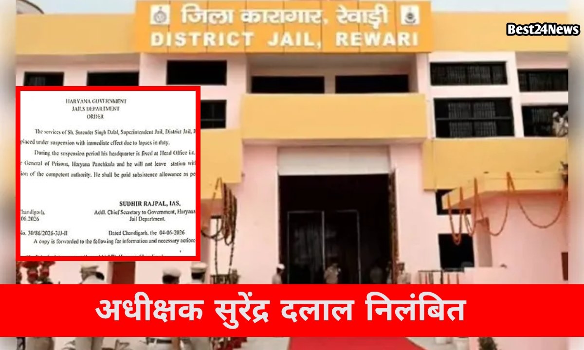 जेल से कैदियों के भागने पर बड़ा एक्शन, अधीक्षक सुरेंद्र दलाल निलंबित