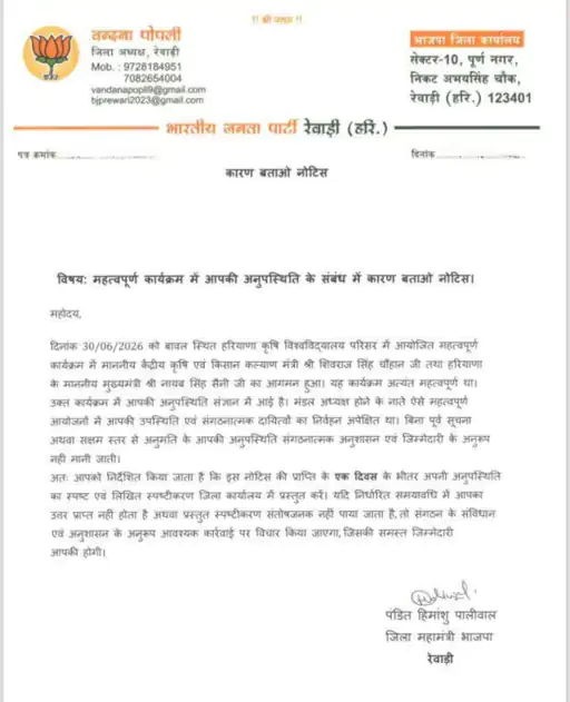 notice bjp rewari