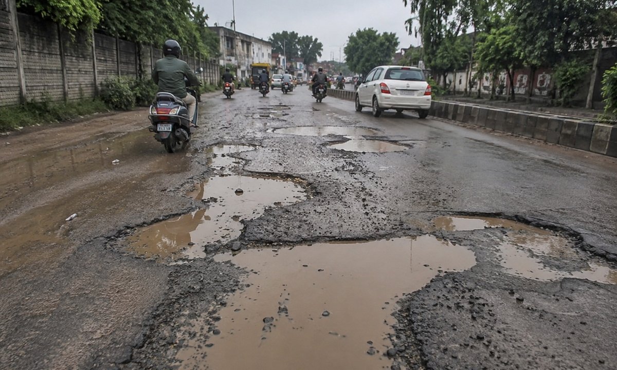 मानसून ने खोली रेवाड़ी के सड़कों की पोल