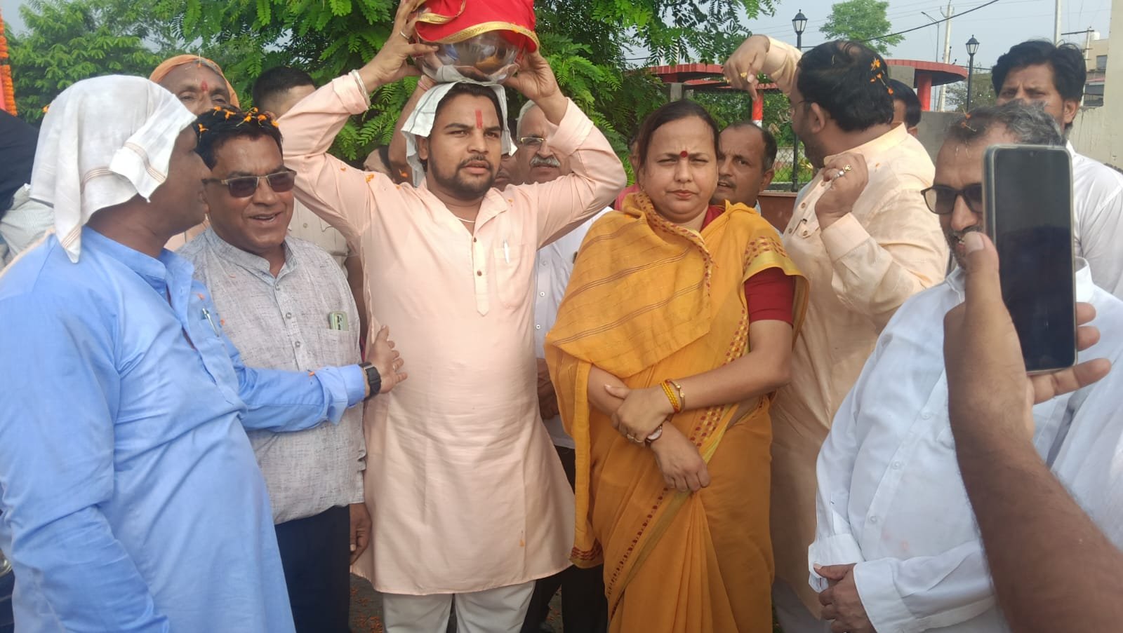गुरुग्राम से चली भव्य कलश यात्रा का धारूहेड़ा में हुआ स्वागत