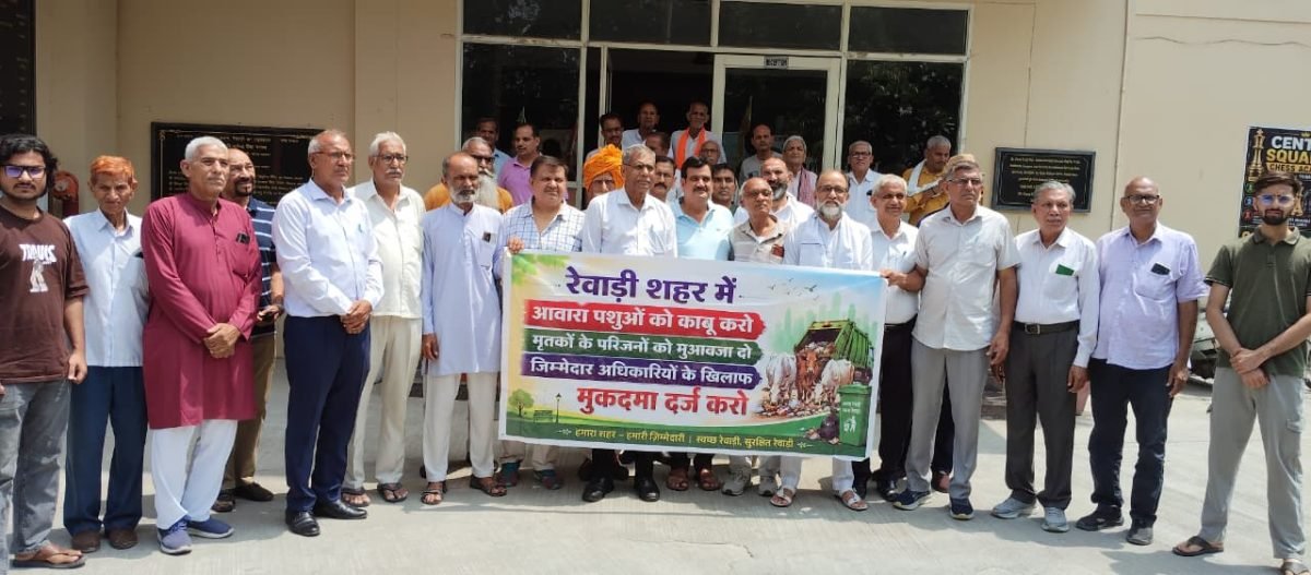 रेवाड़ी में आवारा पशुओं के मुद्दे पर 5 सितंबर को बड़ा आंदोलन: नेहरू पार्क से सचिवालय तक निकलेगा विरोध मार्च