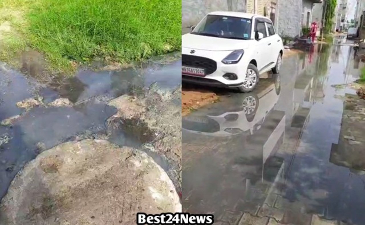 धारूहेड़ा: वार्ड 17 की सैंयद कालोनी में सीवरेज ओवरफ्लो होने से गली में भरा दूषित पानी