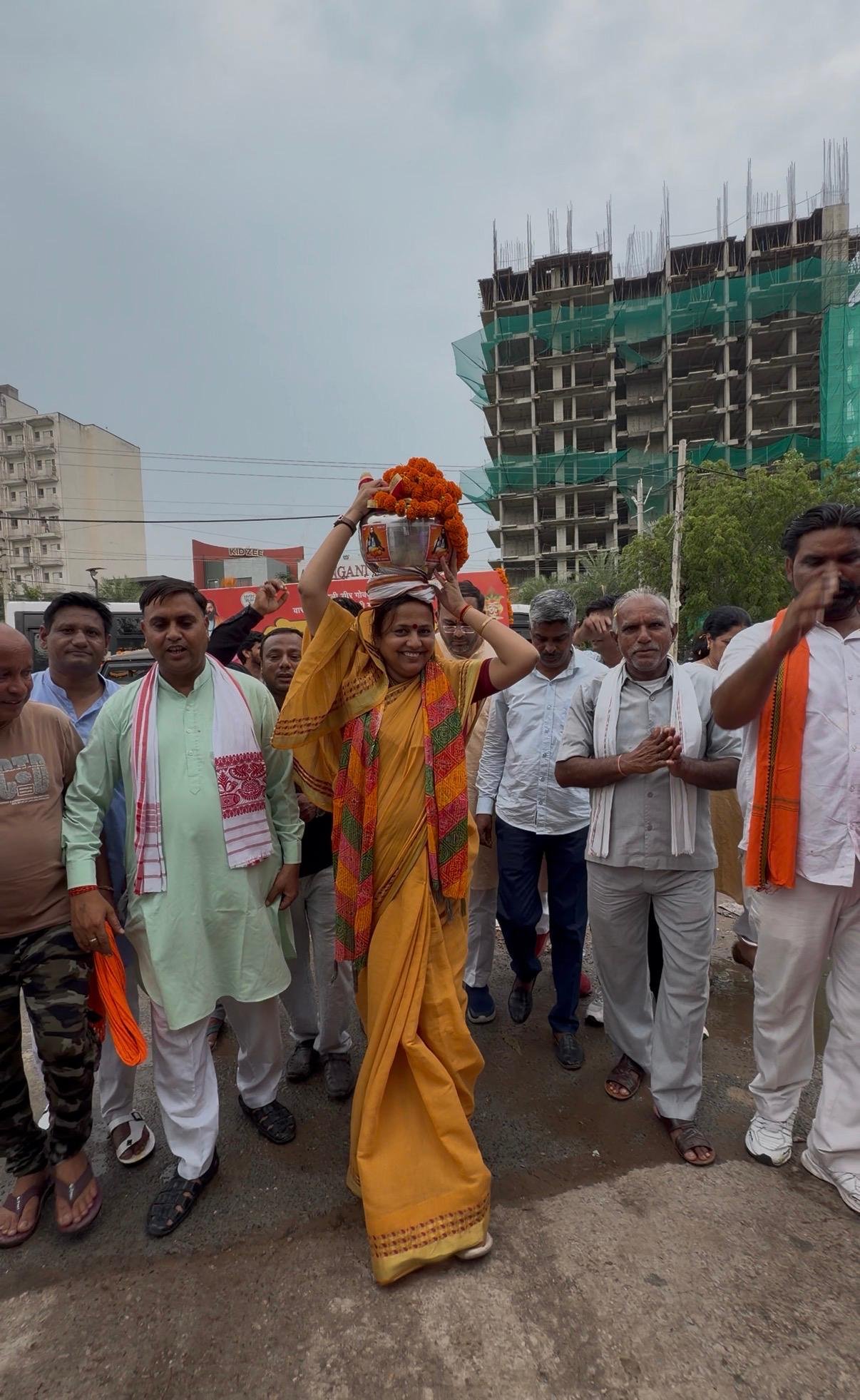 गुरुग्राम से चली भव्य कलश यात्रा का धारूहेड़ा में हुआ स्वागत