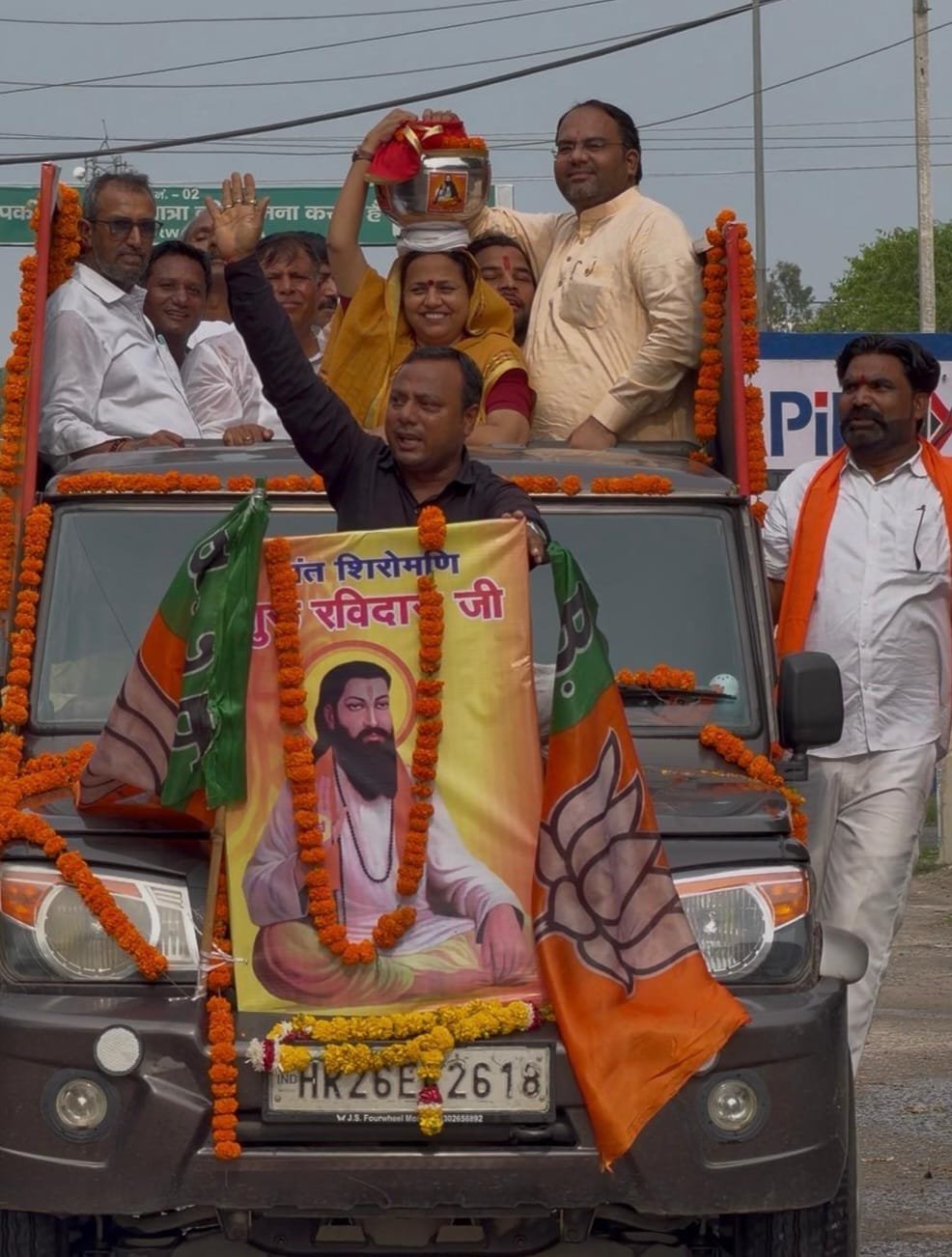 गुरुग्राम से चली भव्य कलश यात्रा का धारूहेड़ा में हुआ स्वागत